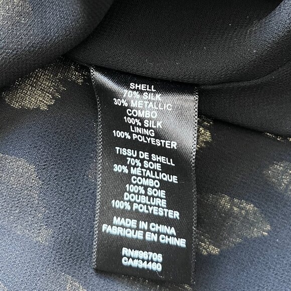 Rebecca Taylor Silk Ruffle Blouse Size 4 Black Gold Metallic Designer Top - Picture 5 of 7